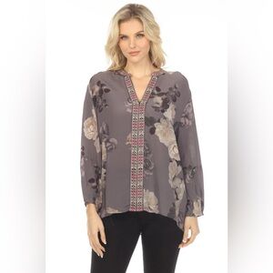 Johnny Was Workshop Paris Effortless Silk Floral Blouse